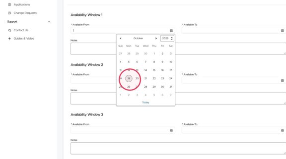 Select a start date