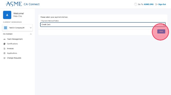 Select your desired payment method