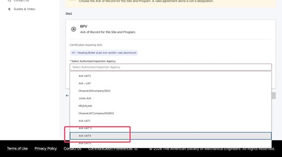 Select your designated AIA from the dropdown